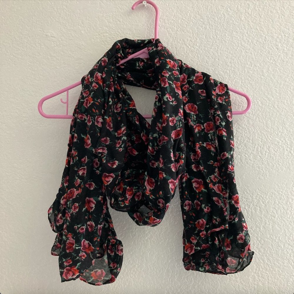Floral semi-sheer scarf